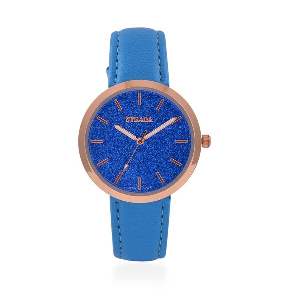 Accessories - Blue Stardust Dial Japanese Movement Watch with Blue Strap by Strada